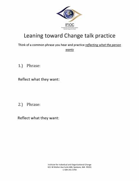 Skill building worksheet-Leaning towards change talk