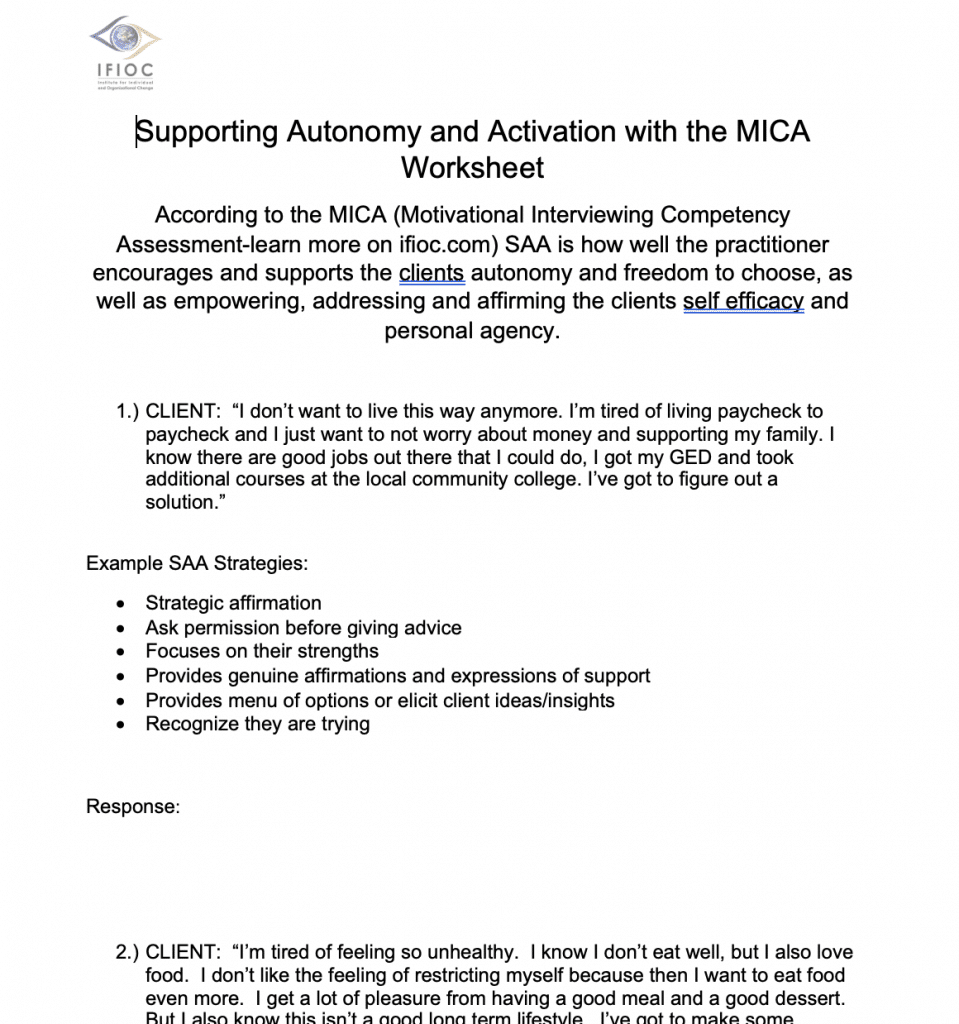 Skill building Worksheet- SAA with the MICA!